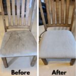 Chair before and after our professional upholstery cleaning in Johannesburg